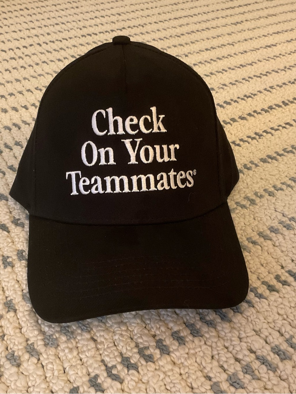 Check On Your Teammates Black Embroidered Baseball Cap